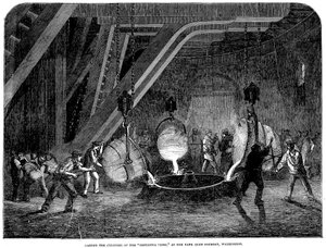 Gießen des Zylinders der Britannia-Presse in der Bank Quay Gießerei, Warrington, 1851 von Unbekannt