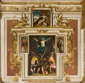 Kapelle Unserer Lieben Frau des Volkes, zweiter Spann Südseite, Giovan Battista Trotti genannt Malosso, Auferstehung 1594, Bernardino Campi, San Giovanni in der Wüste 1569, Kathedrale Santa Maria Assunta, Duomo, Cremona, Lombardei, Italien