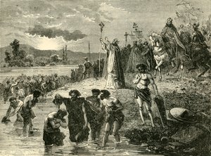 Karl der Große lässt die Sachsen in der Weser taufen, 782 n. Chr. 1890 von Unbekannt