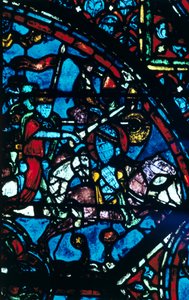 Karl der Große kämpft gegen die Sarazenen, Buntglas, Kathedrale von Chartres, Frankreich, ca. 1225 von Unbekannt
