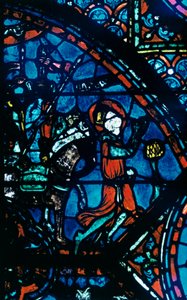 Karl der Große betet, Buntglasfenster, Kathedrale von Chartres, Frankreich, um 1225