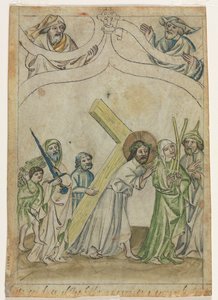 Christus mit Dornen gekrönt recto Christus trägt das Kreuz verso, ca. 1410 von Unbekannt