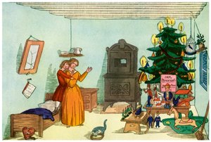 Weihnachtsszene aus König Nussknacker von Heinrich Hoffmann, 1853