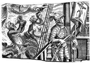 Christoph Kolumbus während seiner Reise nach Amerika, Gravur, ca. 1500