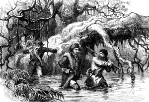 Clark und seine Soldaten überqueren den Wabash, um 1778-1779, um 1880