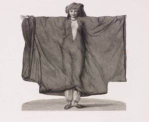 Nahaufnahme einer Frau in einem roten Seidenkleid (Illustration)