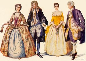 Kleidung der Herrschaft von Königin Anne und Georg I., 1702-1725