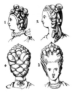 Frisuren, spätes 18. Jahrhundert