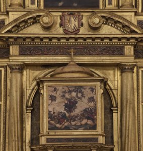 Kollegiatskirche. Innenraum. Der Hochaltar. Detail. Mitte. Gemälde. 1624