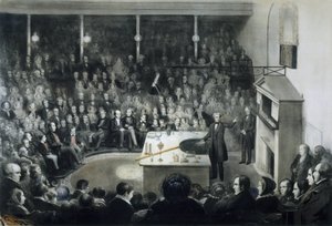 Vortrag des Physikers Michael Faraday (1791-1867) vor der Royal Institution in London am 27. Dezember 1855 in Anwesenheit von Prinz Albert von Sachsen-Coburg und Gotha von Unbekannt