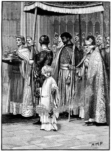 Krönung von Richard I. in der Westminster Abbey 1189, um 1880 von Unbekannt