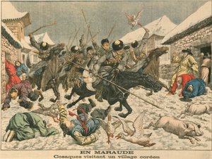 Kosaken terrorisieren ein koreanisches Dorf, Russisch-Japanischer Krieg, 1904 von Unbekannt