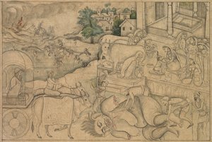 Einäscherung der Dämonin Putana, aus einer Krishna-Lila, um 1790 von Unbekannt