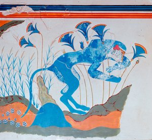 Kretisches Fresko eines Affen und Papyrus, 16.-14. Jahrhundert v. Chr. von Unbekannt