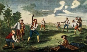 Cricket wie im Artillery Ground, London, 1785 gespielt