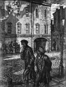 Schuld und Sühne, Roman von Fjodor Dostojewski, Illustration von Feodor Konstantinov (Holzschnitt) von Unbekannt
