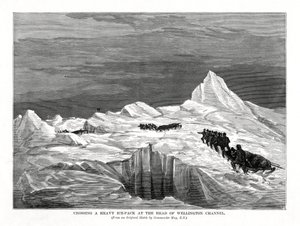 Überquerung eines schweren Eisfeldes am Kopf des Wellington-Kanals, 1877 von Unbekannt