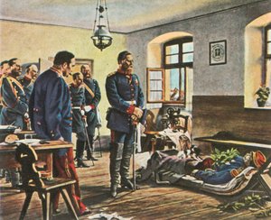 Kronprinz Friedrich Wilhelm mit dem Leichnam von General Douay, 4. August 1870