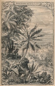 Crusoe entdeckt Ziegen auf der Insel, um 1870