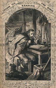 Crusoe liest die Bibel, um 1870
