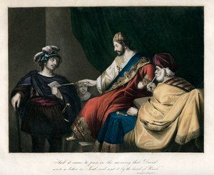 David schrieb einen Brief an Joab und sandte ihn durch die Hand von Uria, um 1850 von Unbekannt