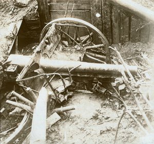 Zerstörte 7.7 Feldkanone, Yser, Belgien, ca. 1914-1918