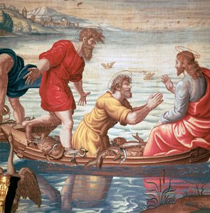 Detail aus Mortlake-Teppichen, das Wunder des Fischfangs zeigend, 17. Jahrhundert von Unbekannt