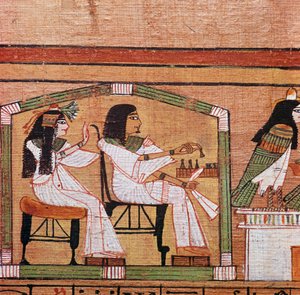 Detail aus einem ägyptischen Papyrus, das ein Damespiel zeigt von Unbekannt