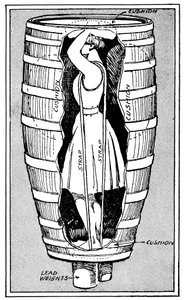 Diagramm von Mrs. Anne Edson Taylor im Fass, in dem sie über die Niagarafälle stürzte, 1901 von Unbekannt