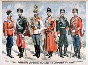 Verschiedene russische Militäruniformen des Kaisers, 1896