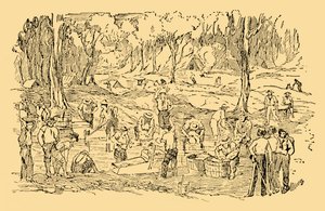 Goldgraben und -waschen in Australien im Jahr 1851, um 1930 von Unbekannt
