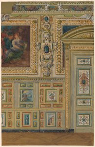 Querschnitt einer Wand mit Gruppen bemalter Paneele, Ovales Zimmer, Salon Louis XIV, Schloss Fontainebleau, Frankreich von Unbekannt