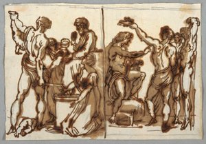 Zeichnung, Das Urteil Salomos; Die Häutung des Marsyas, ca. 1820