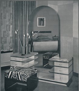 Frisiertisch und Hocker entworfen für die Frankl Galleres, Inc., 1933 von Unbekannt