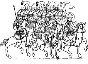 Druzhina von Prinz Boris aus der Geschichte der Heiligen Boris und Gleb