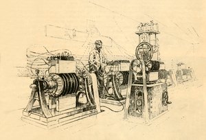 Dynamo-Elektromaschinen, betrieben durch Dampf und erzeugen Magneto-Elektrizität, 1882