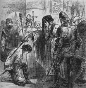 Edward III. schlägt den Schwarzen Prinzen zum Ritter, 1384, um 1880