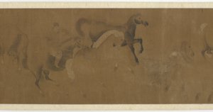 Acht Pferde und ein Stallknecht, Ming- oder Qing-Dynastie, 17. Jahrhundert