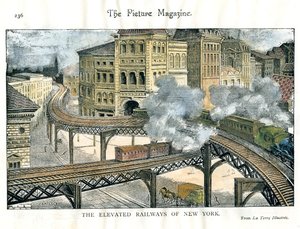 Hochbahn in New York, aus The Picture Magazine, 19. Jahrhundert