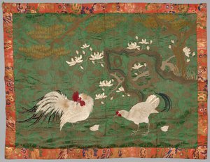 Bestickte Fukusa, späte 1800er bis frühe 1900er Jahre