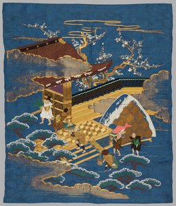 Gestickte Fukusa, späte 1800er bis frühe 1900er Jahre