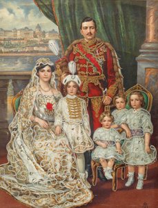 Kaiser Karl I. von Österreich mit seiner Frau Zita, Kronprinz Otto und den drei anderen Kindern, ca. von Unbekannt