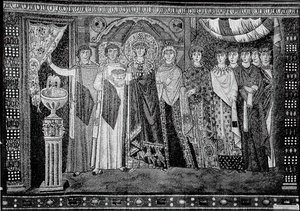 Kaiserin Theodora und Mitglieder ihres Hofes (frühes 20. Jahrhundert, Original aus dem 6. Jahrhundert)