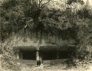 Eingang der Höhle bei Elephanta, Bombay Präsidentschaft von Unbekannt