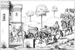 Eingang des Oberherrn zur Turnierstätte, 15. Jahrhundert, 1849
