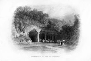 Eingang zu den Elephanta-Höhlen, Bombay, Indien