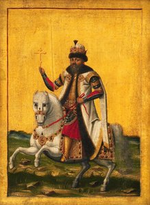 Reiterporträt des Zaren Michail I. Fjodorowitsch von Russland 1596-1645, c. 1650-1660 von Unbekannt