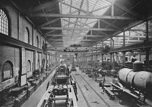 Montagehalle, London und North-Western Railway Works, Crewe, ca. 1896 von Unbekannt