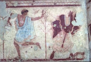 Etruskisch, Triclinio-Grab, Bankettszene, 470 v. Chr. Tarquinia, Italien. von Unbekannt