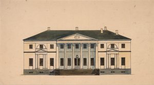 Fassade des Hauses im Golitsyn Petrovo-Dalneye Anwesen